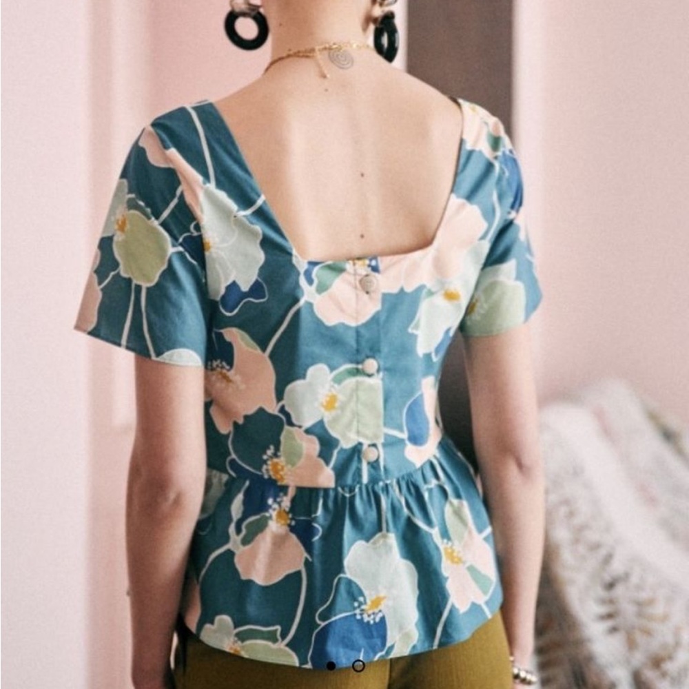 Sezane Blue Floral Blouse